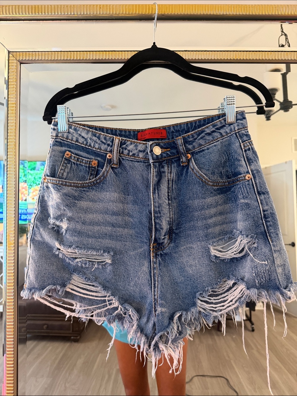 vestique Distressed Denim Jean Shorts - Blue